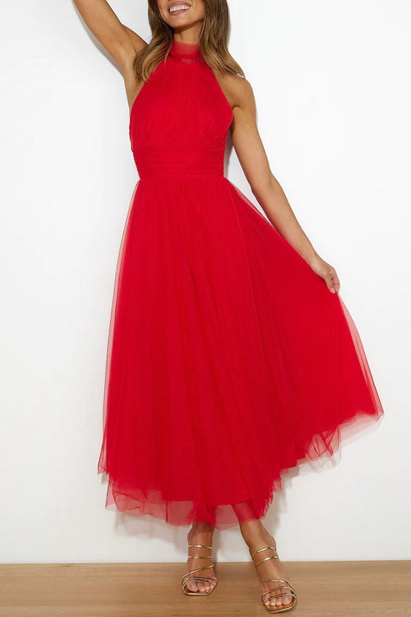Aylin Tulle Halter-Neck Midi Homecoming Dresses for Prom Night