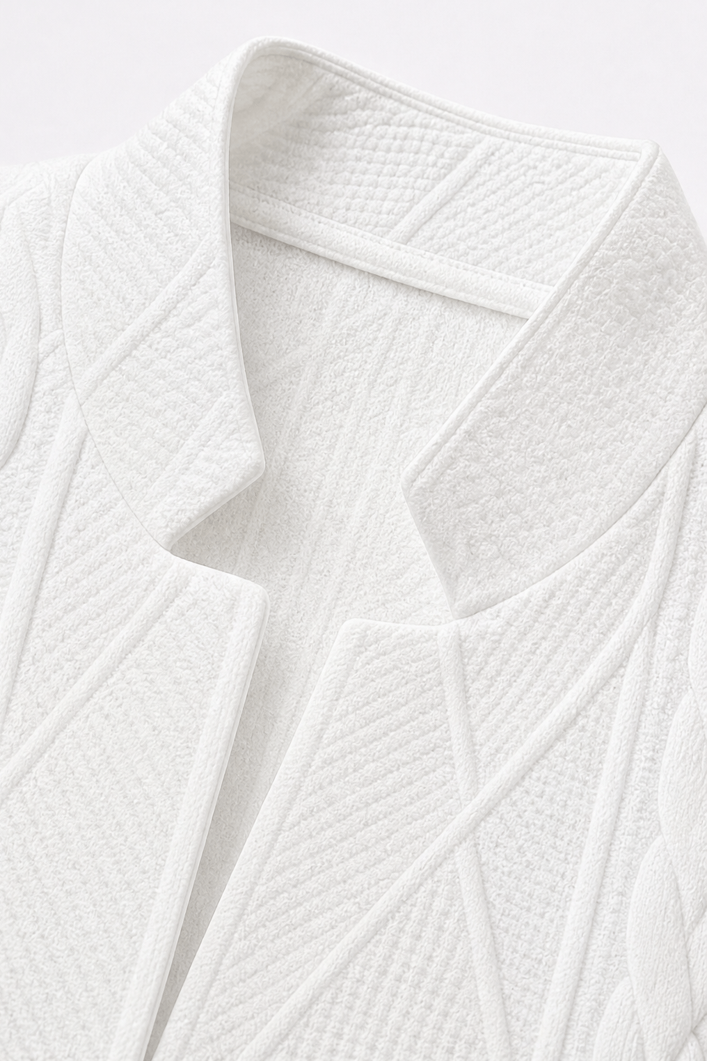 Textured Knit Open-Front Tailored Blazer with Stand Collar for Women