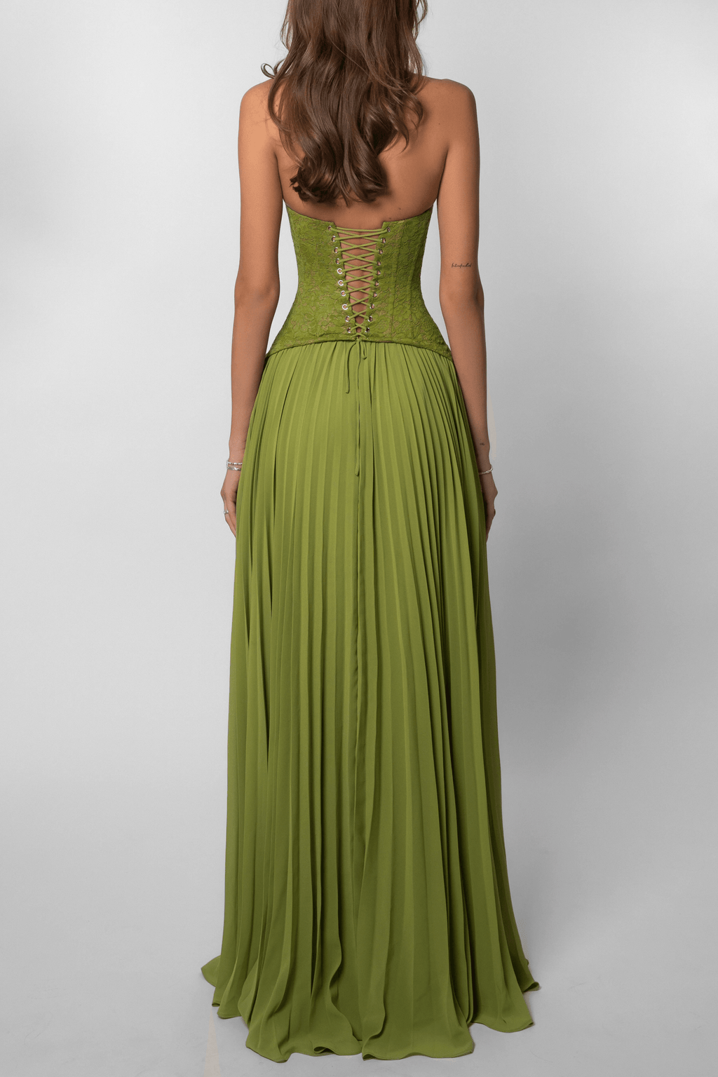 Kenley Pleated Corset Lace Maxi Dress for Homecoming Dresses Look