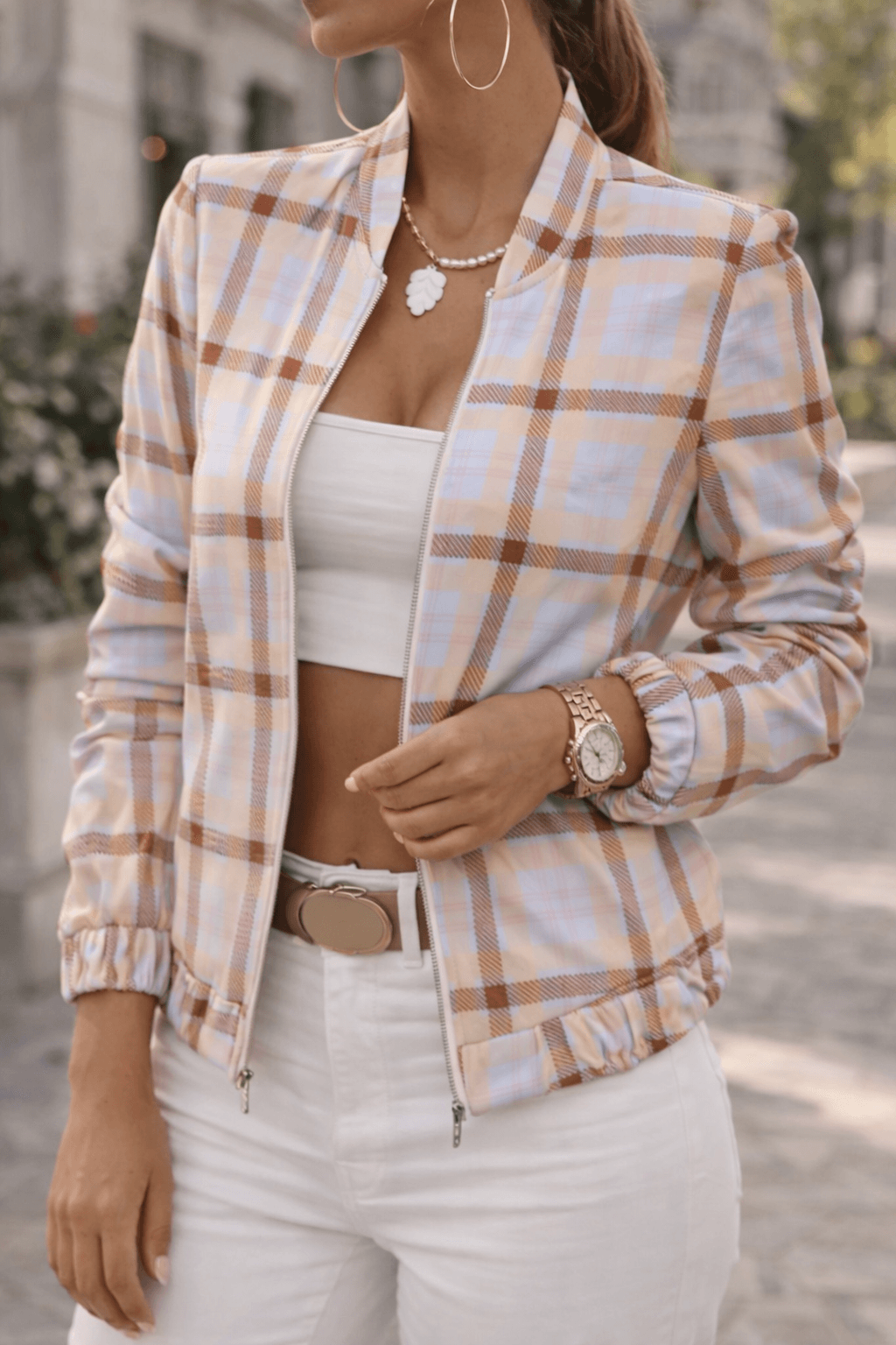 Zip Front Bomber Jacket for Women Perfect for Fall Layering