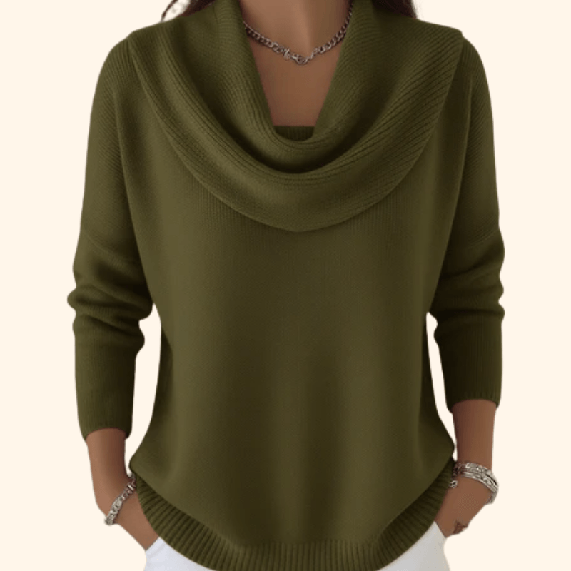 Vânia Cowl-Neck Ribbed Knit Sweater for Women