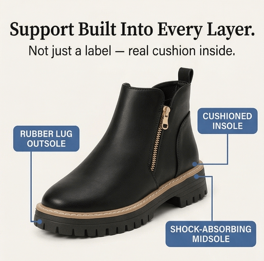 Strida Women's Cushioned Platform Ankle Boots in PU Leather