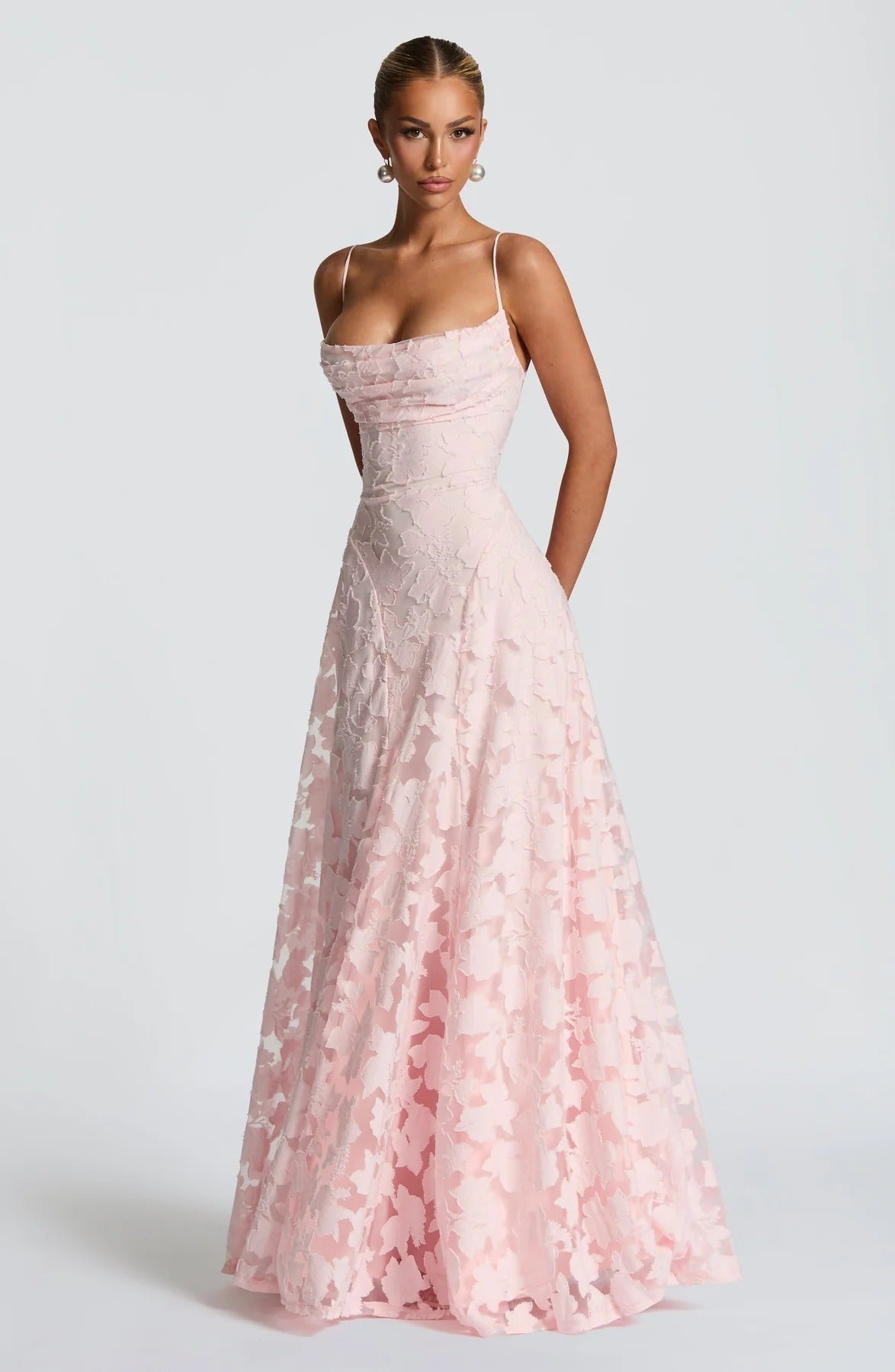 Floral Textured Maxi Dress for Fall Wedding Guest Occasions