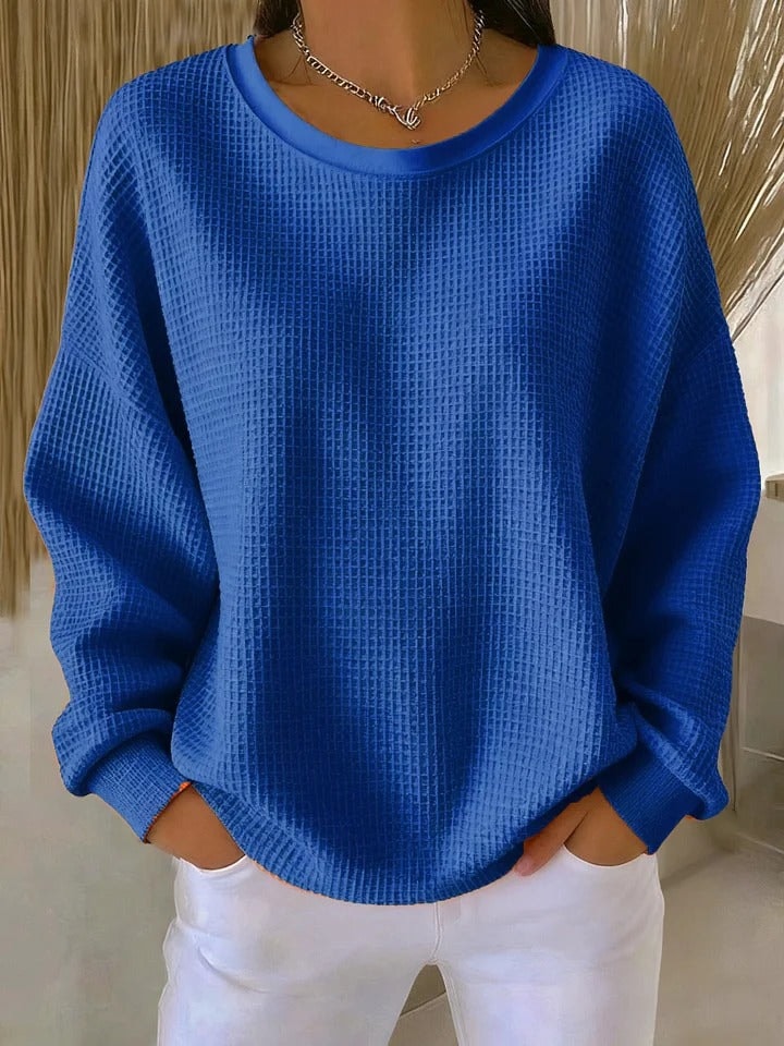 Lucille Waffle-Knit Oversized Pullover Sweater for Women