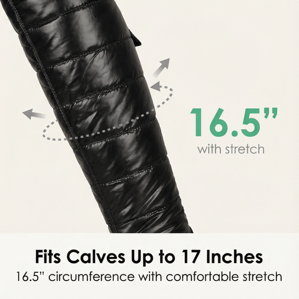 Velura Women's Black Fleece-Lined Quilted Over-the-Knee Boots with Drawstring Bow Detail