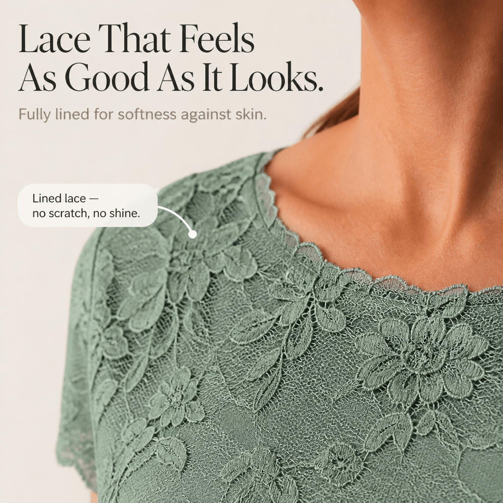 Floral Lace Bodice Chiffon Women's Midi Dress with Short Sleeves