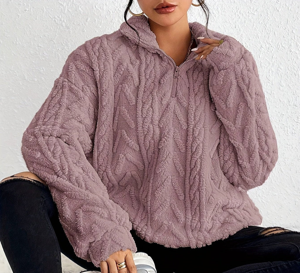 Aicha | Textured Half-Zip Oversized Sweater with Wrap Front