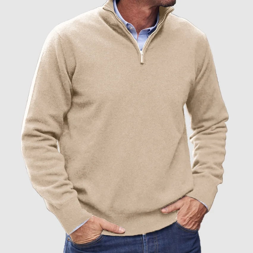 Men's Quarter-Zip Knit Sweater with Layer-Friendly Fit
