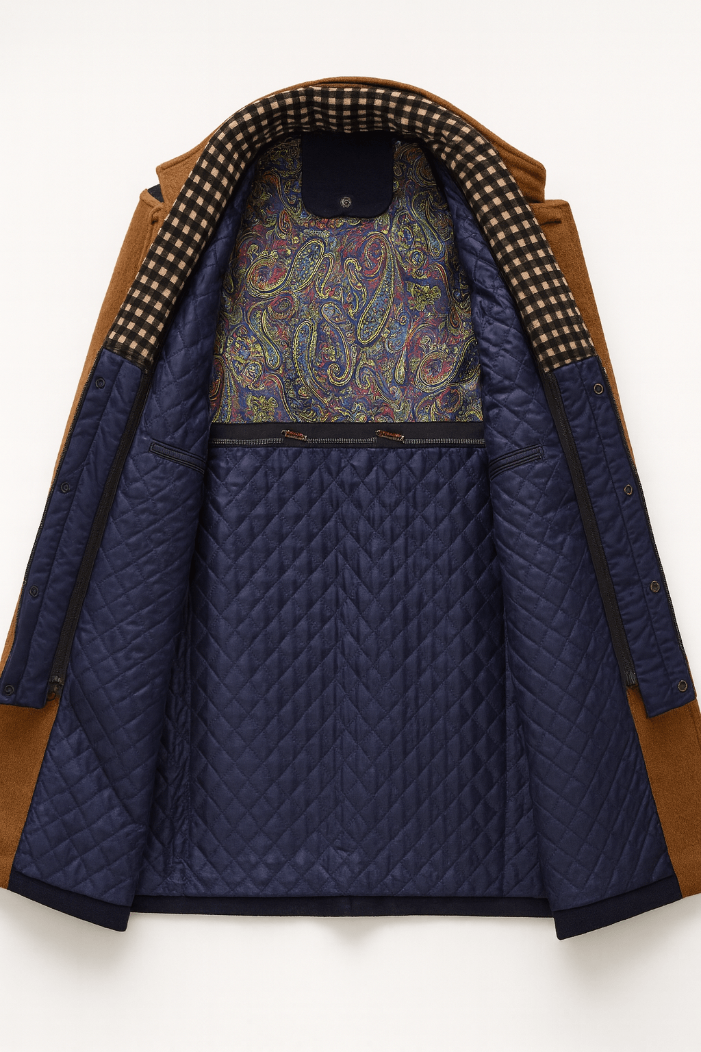 Men's Tailored Wool-Blend Winter Coat with Stand Collar