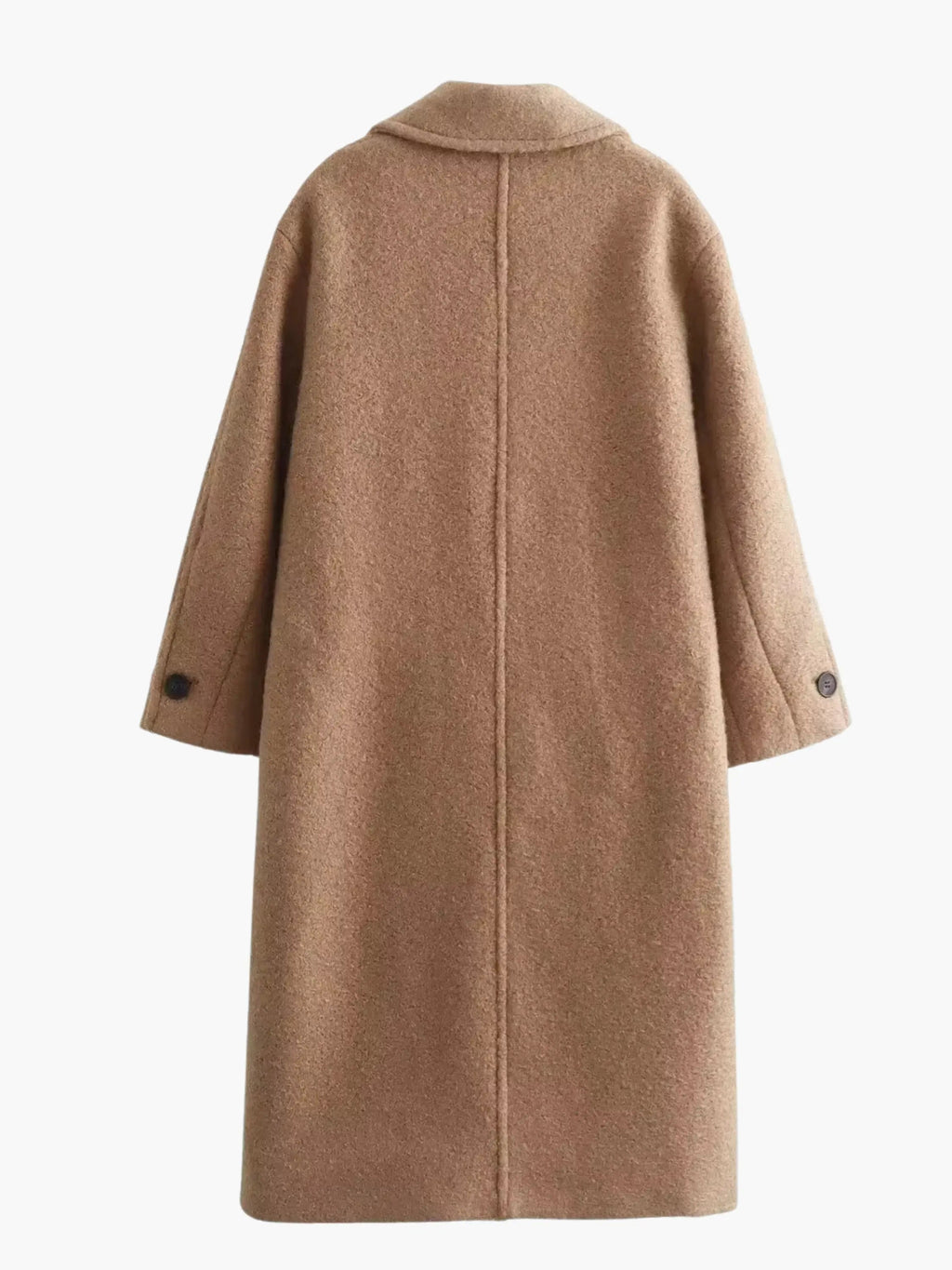 Women's Oversized Long Wool-Blend Winter Coat with Lapel Collar and Flap Pockets