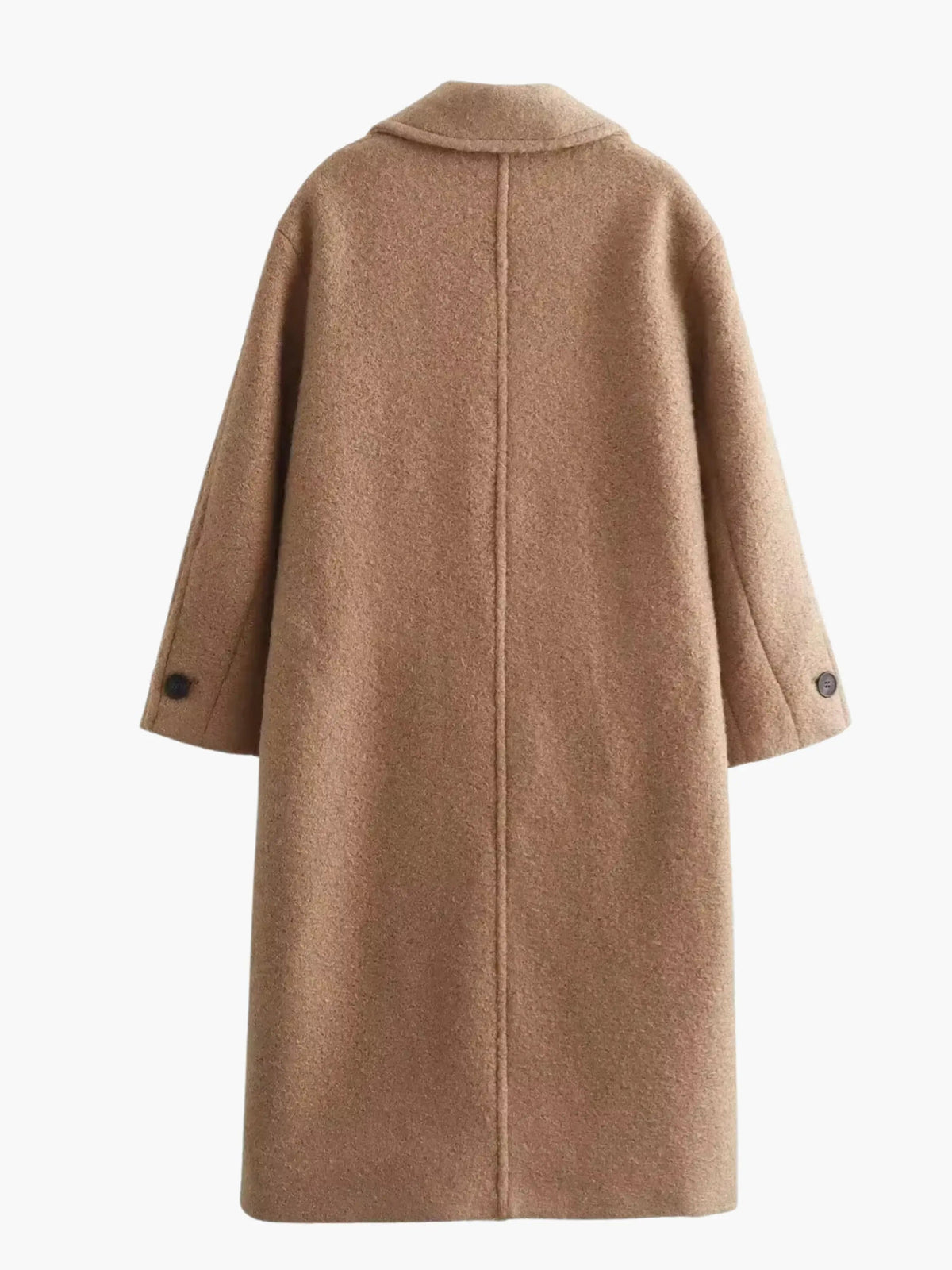 Women's Oversized Long Wool-Blend Winter Coat with Lapel Collar and Flap Pockets