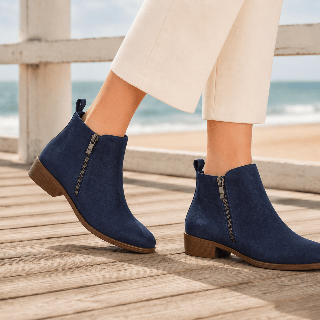Conti Women's Orthopedic Ankle Boots with Side Zip and Low Stacked Heel