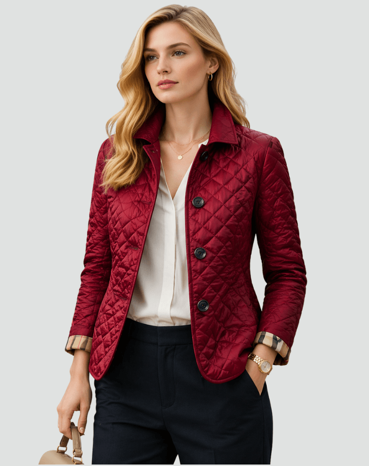 Quilted Button Front Jacket with Lightweight Padding for Fall