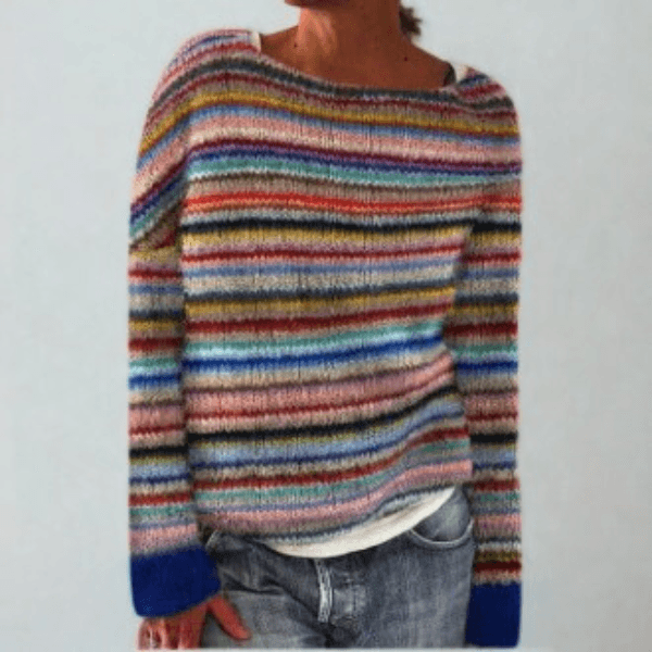 Fair Isle Pattern Knit Pullover Sweater for Women