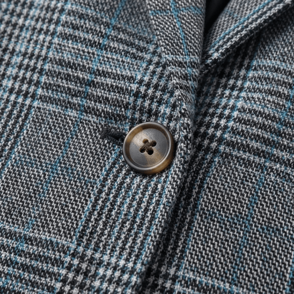 Women's Relaxed Glen Plaid Tailored Blazer with Flap Pockets