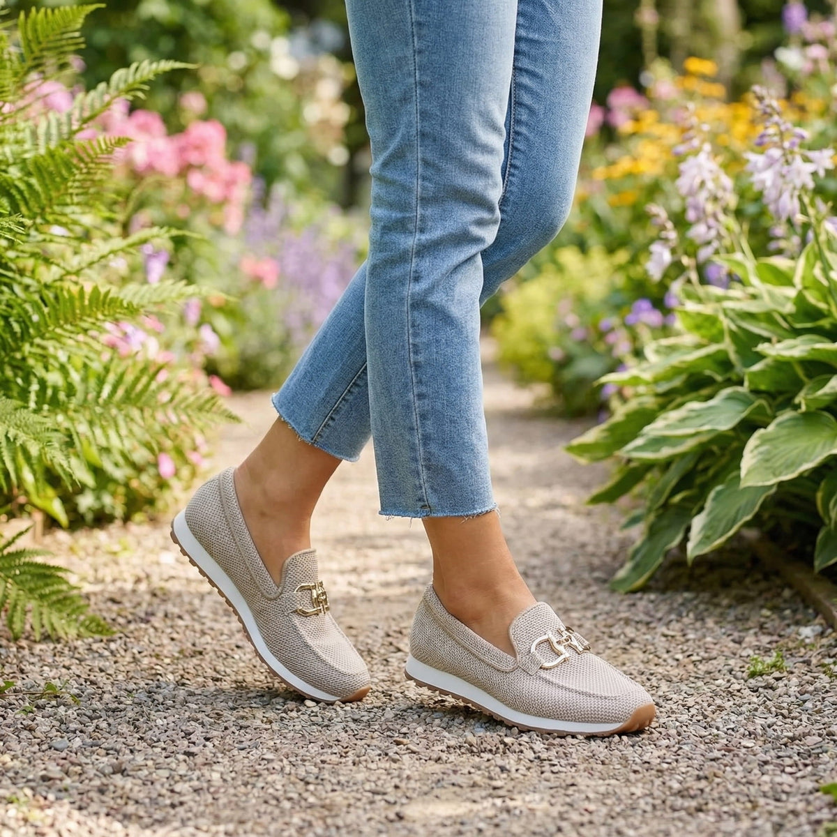 Lili Bit-Buckle Slip-On Sneakers with Cushioned Sole for Women