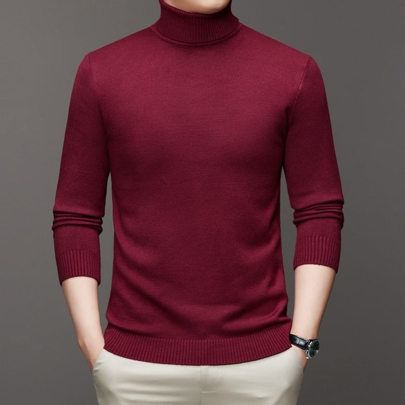 Ribbed Turtleneck Pullover Mens Sweaters with Long Sleeves for Fall Layering
