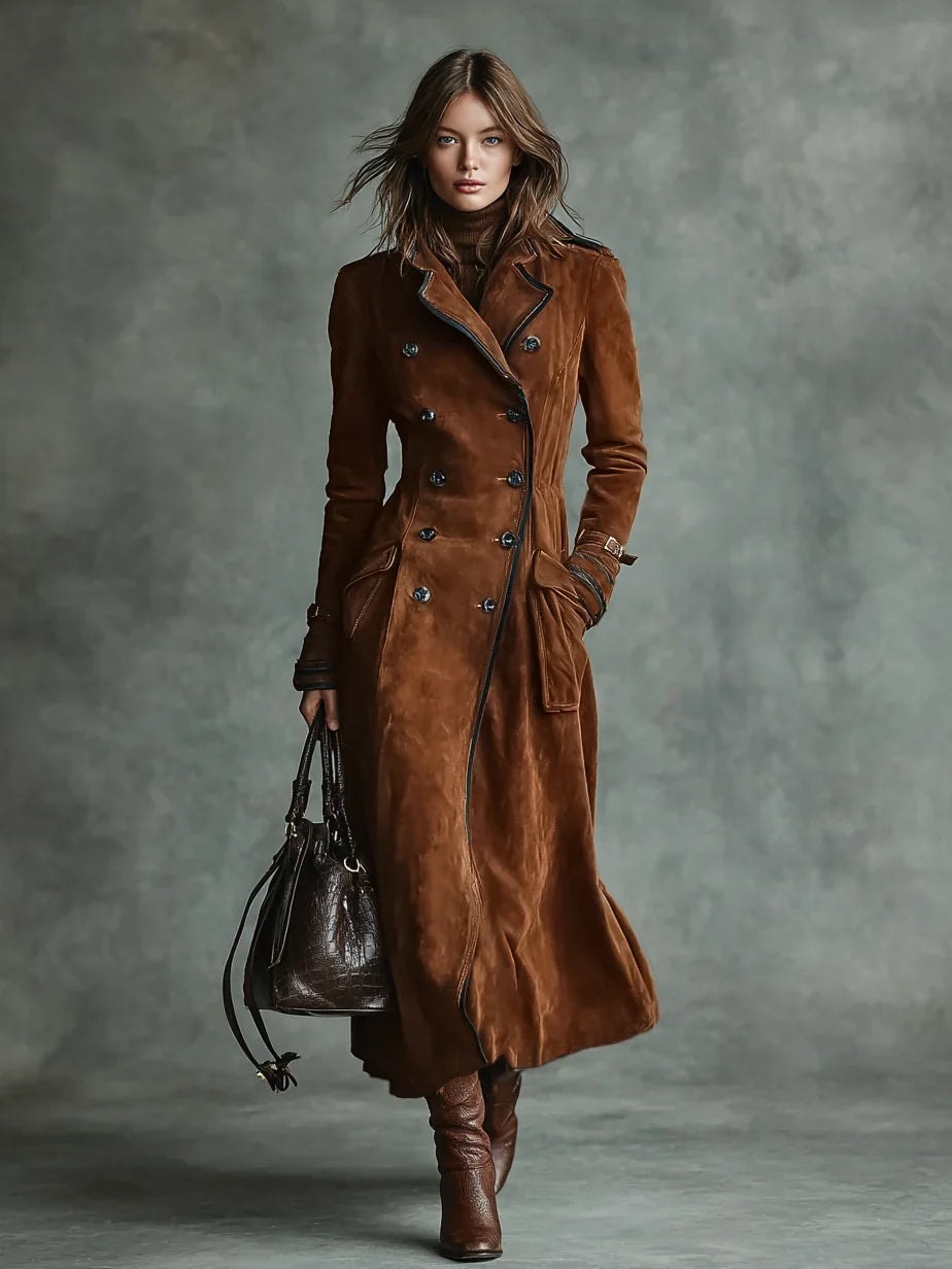 Ragnhild Women's Double-Breasted Notch-Lapel Longline Winter Coat
