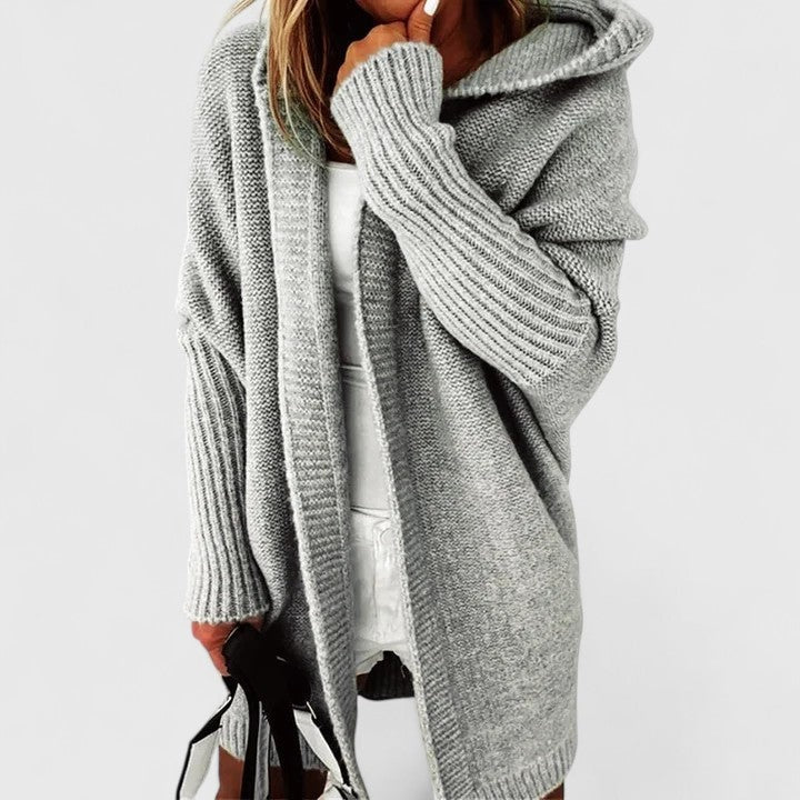 Rosalynne Hooded Oversized Knitted Cardigan for Women with Pockets
