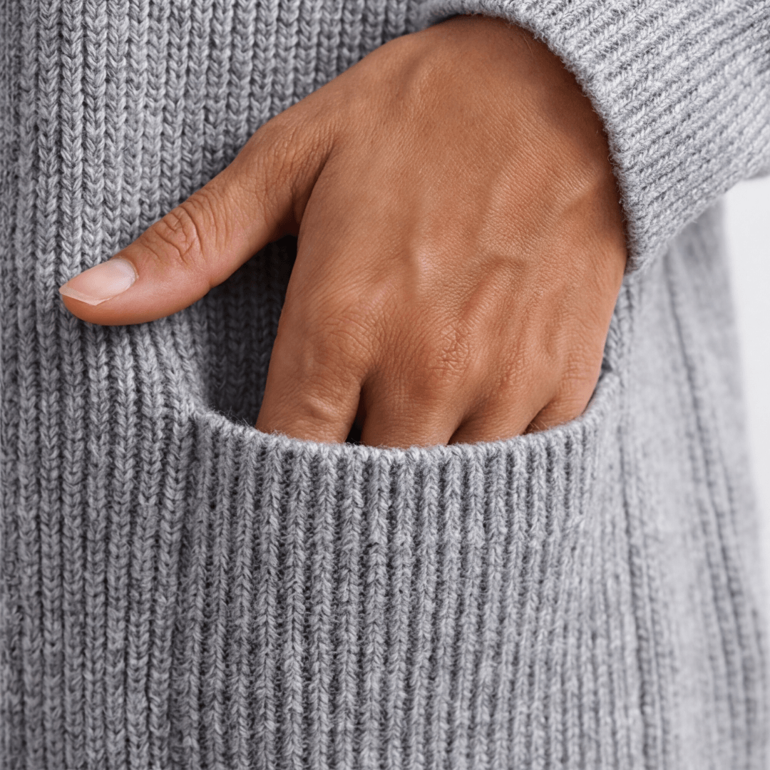 Covena Women's Ribbed Knitted Cardigan Sweater with Zip-Up Pockets