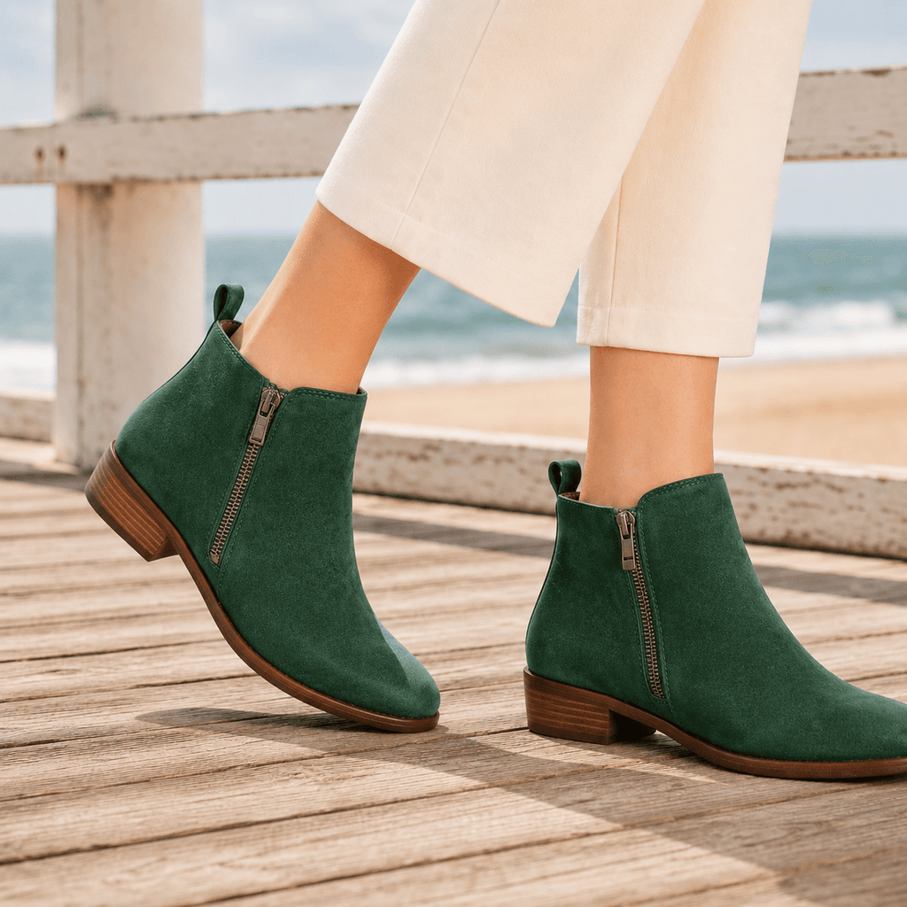 Conti Women's Orthopedic Ankle Boots with Side Zip and Low Stacked Heel