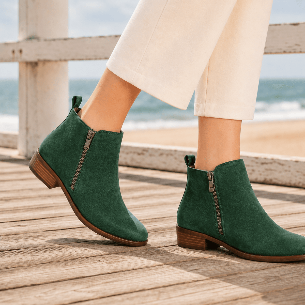 Conti Women's Orthopedic Ankle Boots with Side Zip and Low Stacked Heel