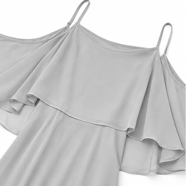 Solavia Cold-Shoulder Chiffon Women's Midi-to-Maxi Dress with Waist Drape