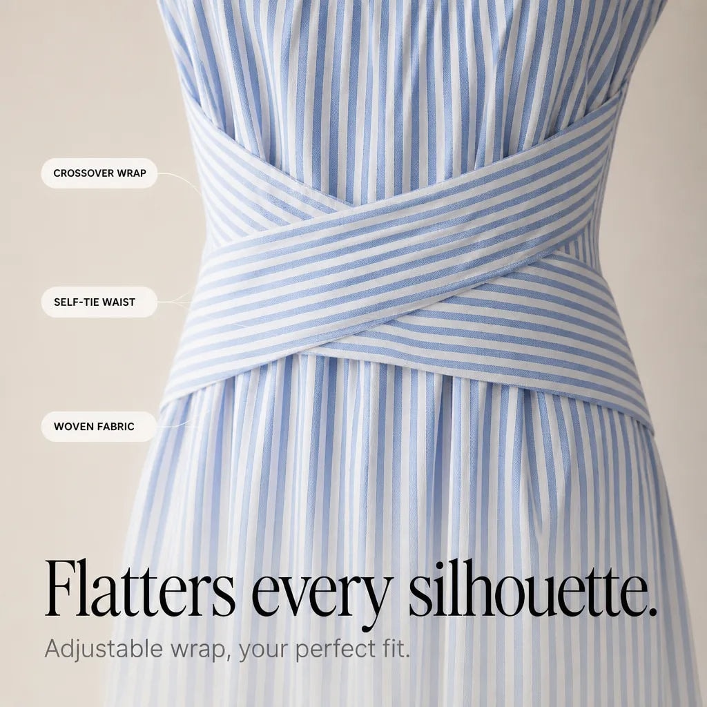 Marellé Striped Wrap-Waist Sleeveless Women's Midi Dress