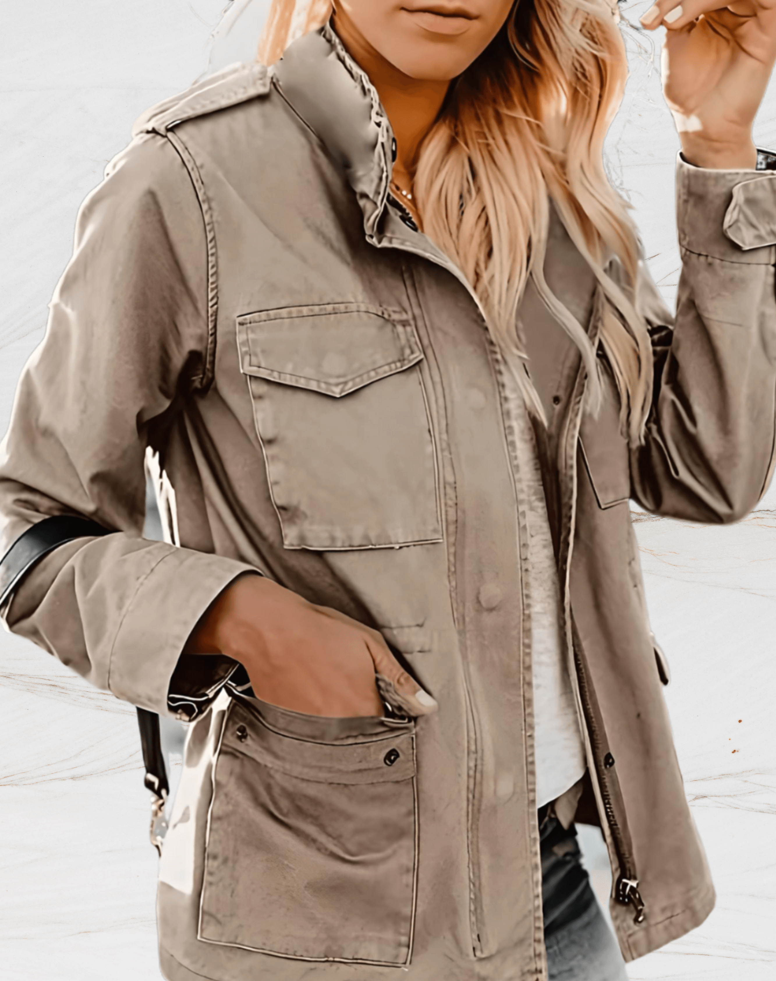 Structured Utility Jacket with Pocket Detail for Fall Jackets Women