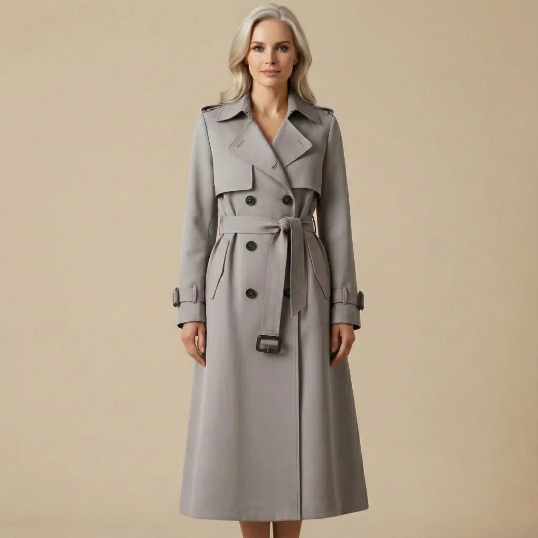 Orlaith Belted Double-Breasted Women's Trench Coat with Notched Lapel