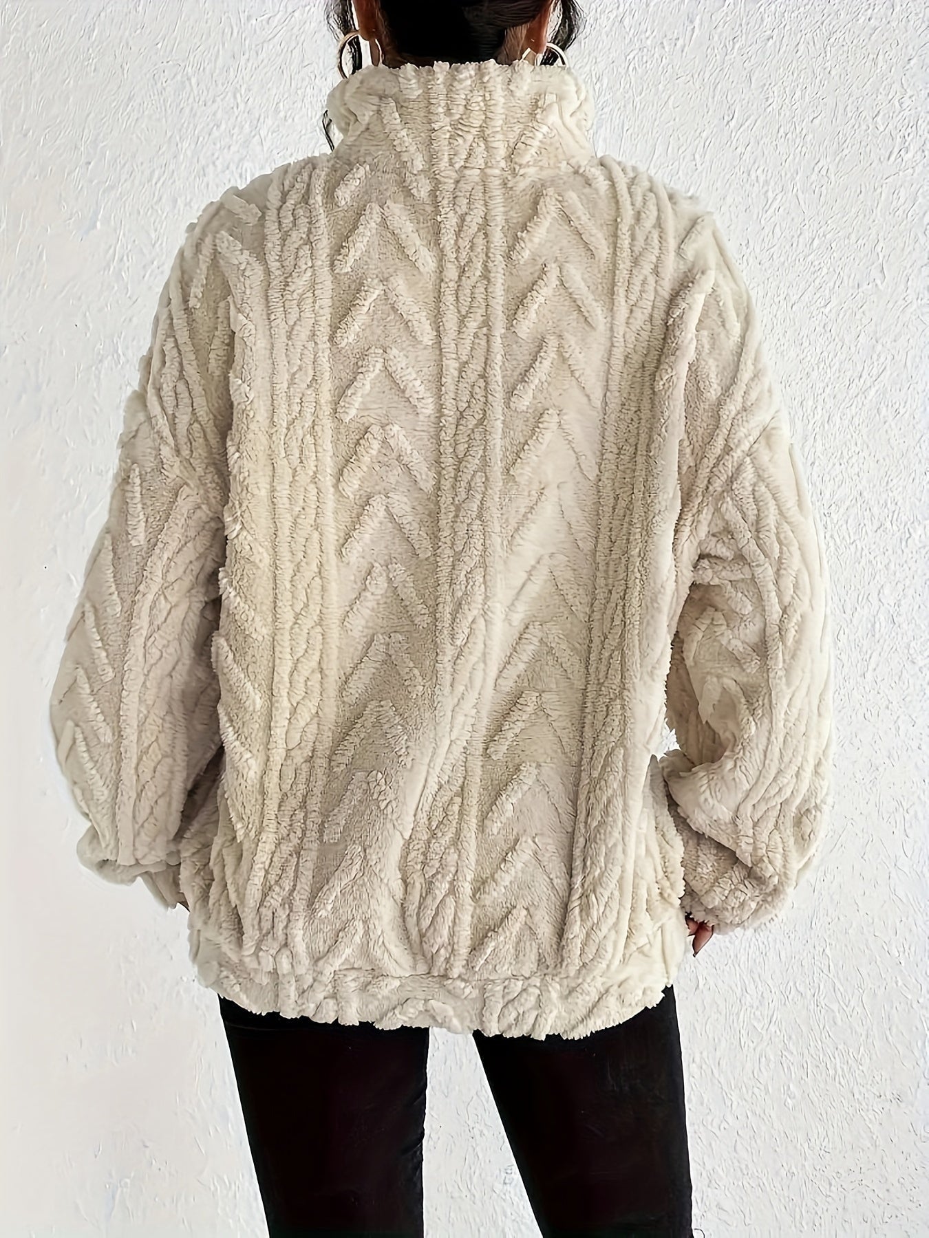 Aicha | Textured Half-Zip Oversized Sweater with Wrap Front
