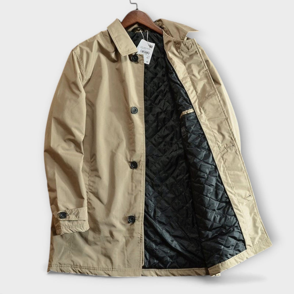 Water-Resistant Quilted-Lined Mac for Men