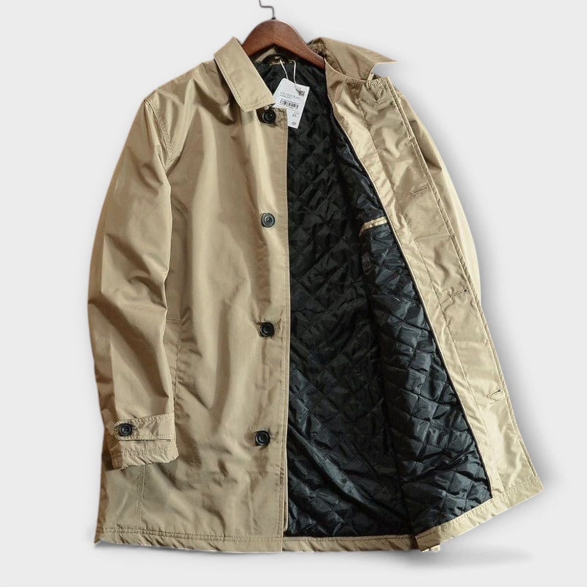 Water-Resistant Quilted-Lined Mac for Men