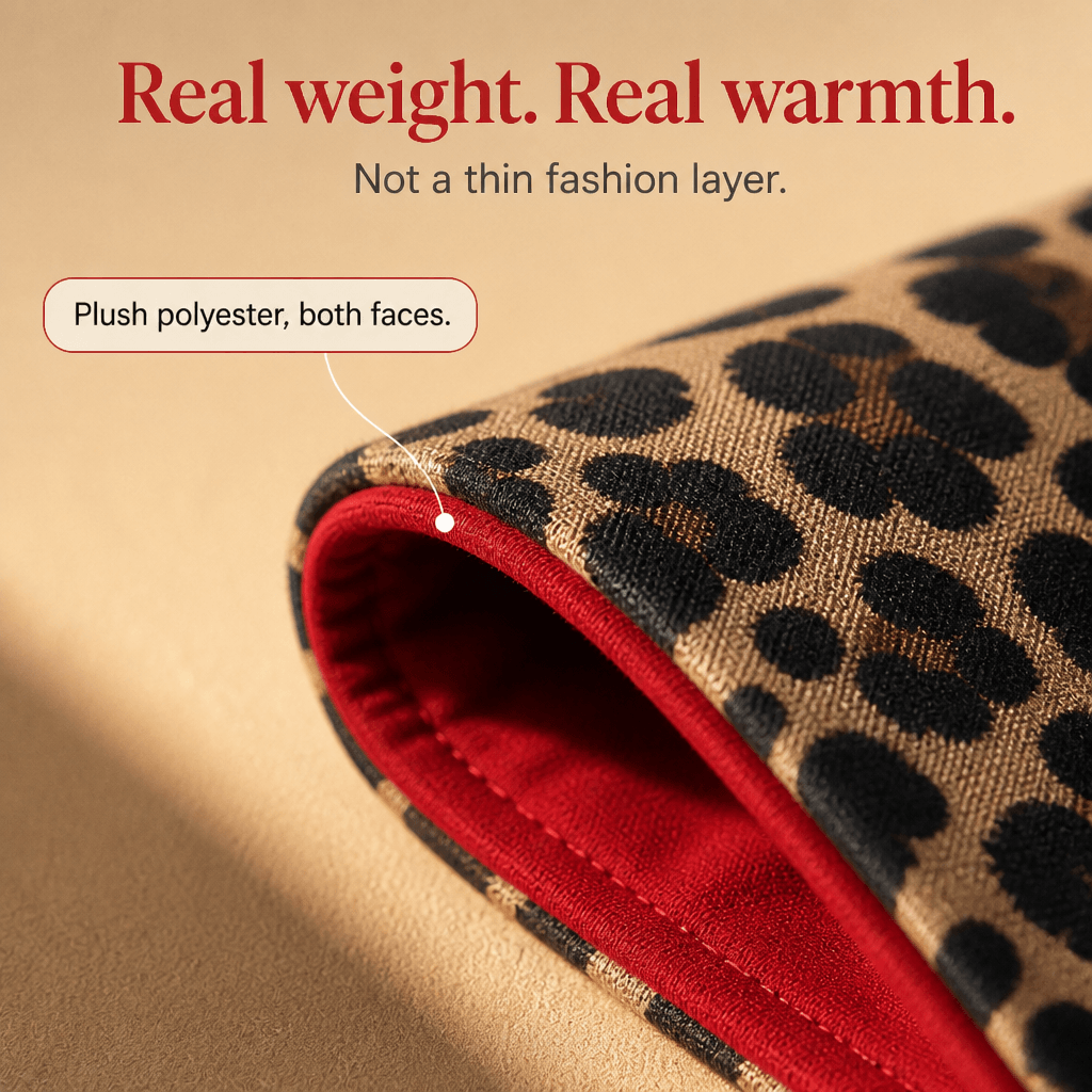 Women's Reversible Leopard Print Hooded Winter Coat with Solid Reverse Side