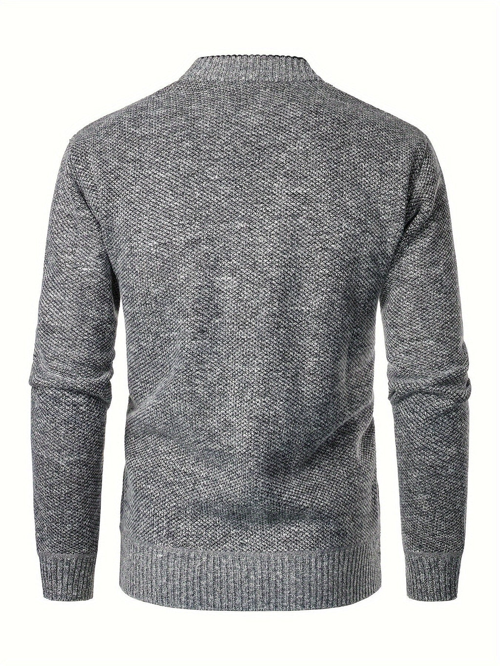 Men's Knit Button-Up Cardigan with V-Neck Collar and Plaid Fleece Lining