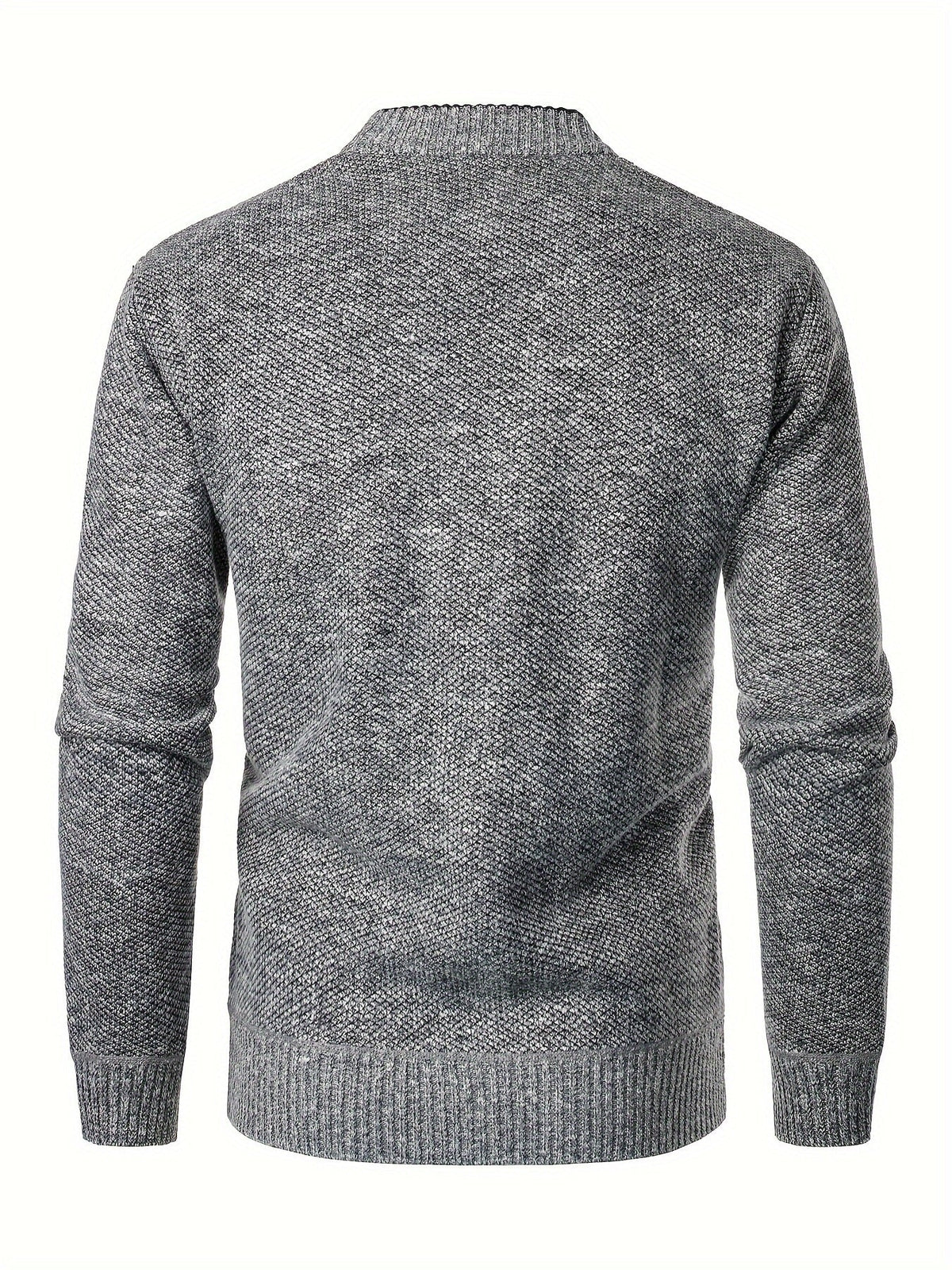 Men's Knit Button-Up Cardigan with V-Neck Collar and Plaid Fleece Lining