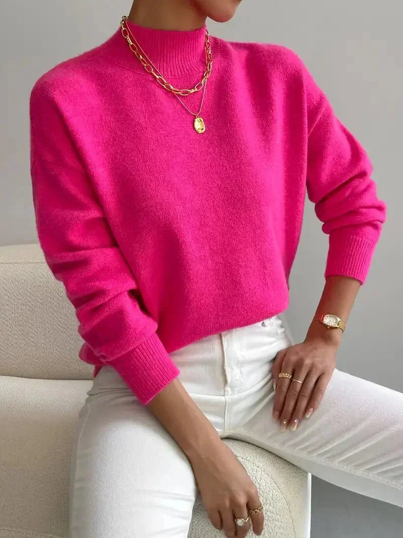 Oversized Turtleneck Sweaters for Women with Ribbed Trim for Fall Layering