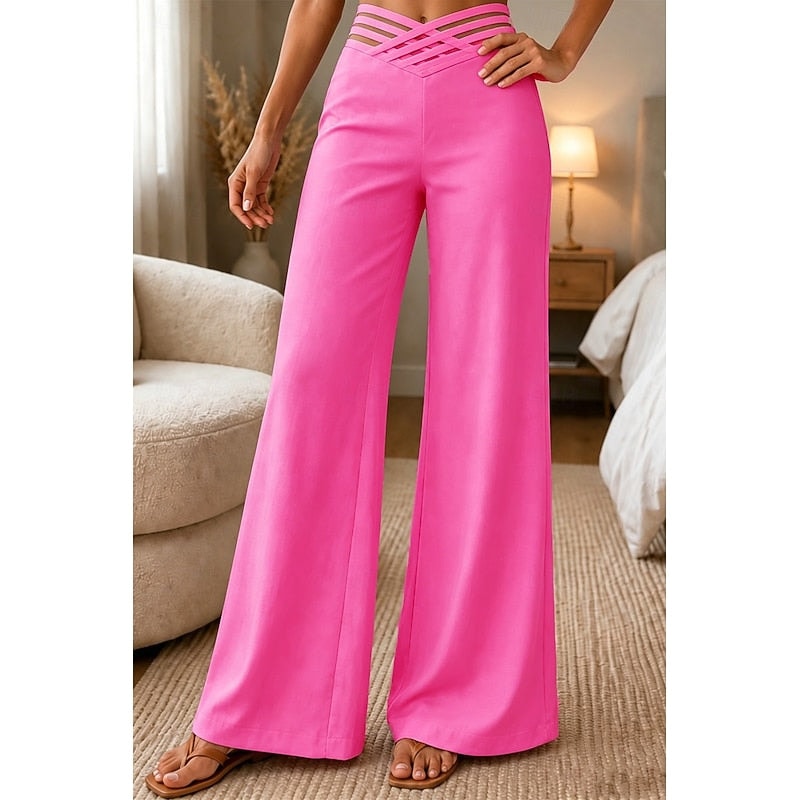 Sienna High-Waisted Wide-Leg Women's Tailored Pants in Woven Blend
