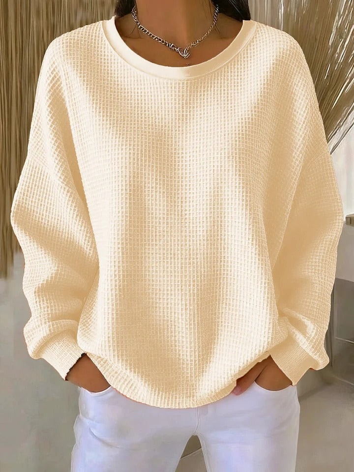 Lucille Waffle-Knit Oversized Pullover Sweater for Women