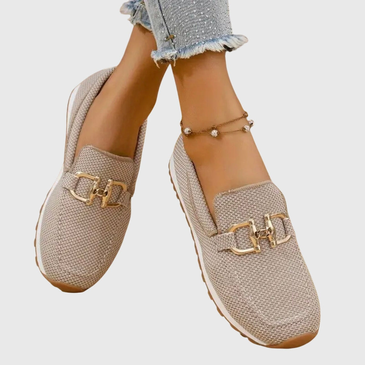 Lili Bit-Buckle Slip-On Sneakers with Cushioned Sole for Women