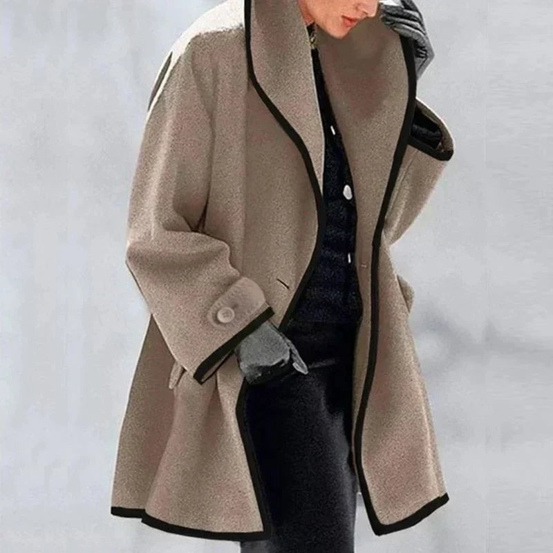 Iratxe Oversized Longline Women's Trench Coat with Contrast Trim