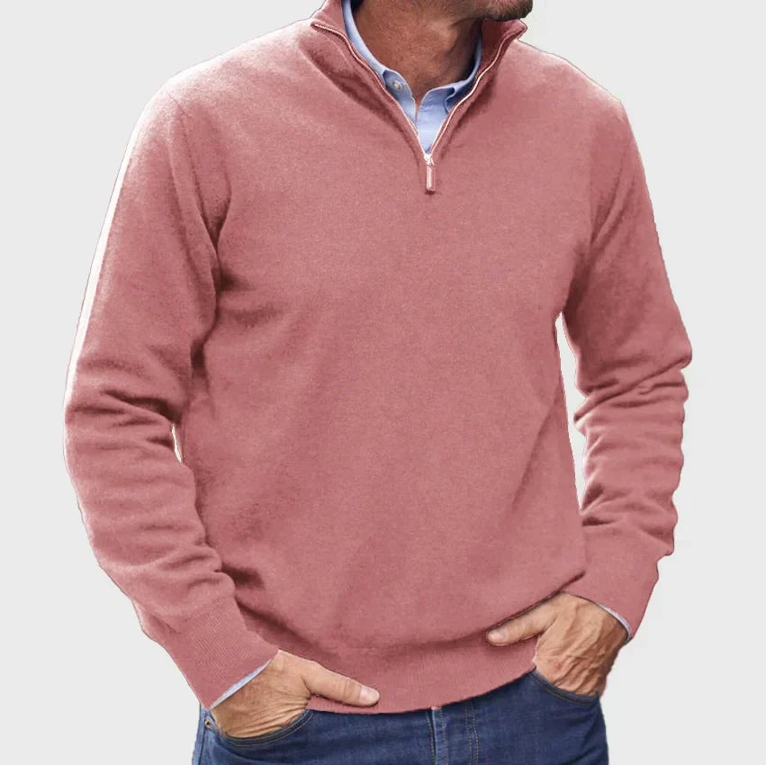 Men's Quarter-Zip Knit Sweater with Layer-Friendly Fit
