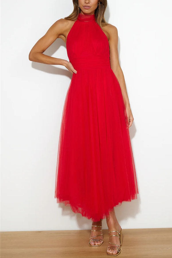Aylin Tulle Halter-Neck Midi Homecoming Dresses for Prom Night