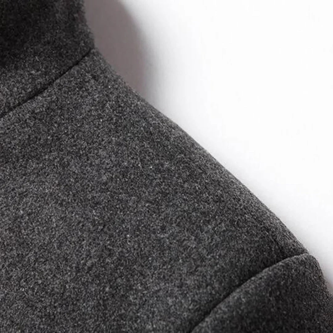 Men's Slim Longline Stand-Collar Overcoat with Flap Pockets for Winter
