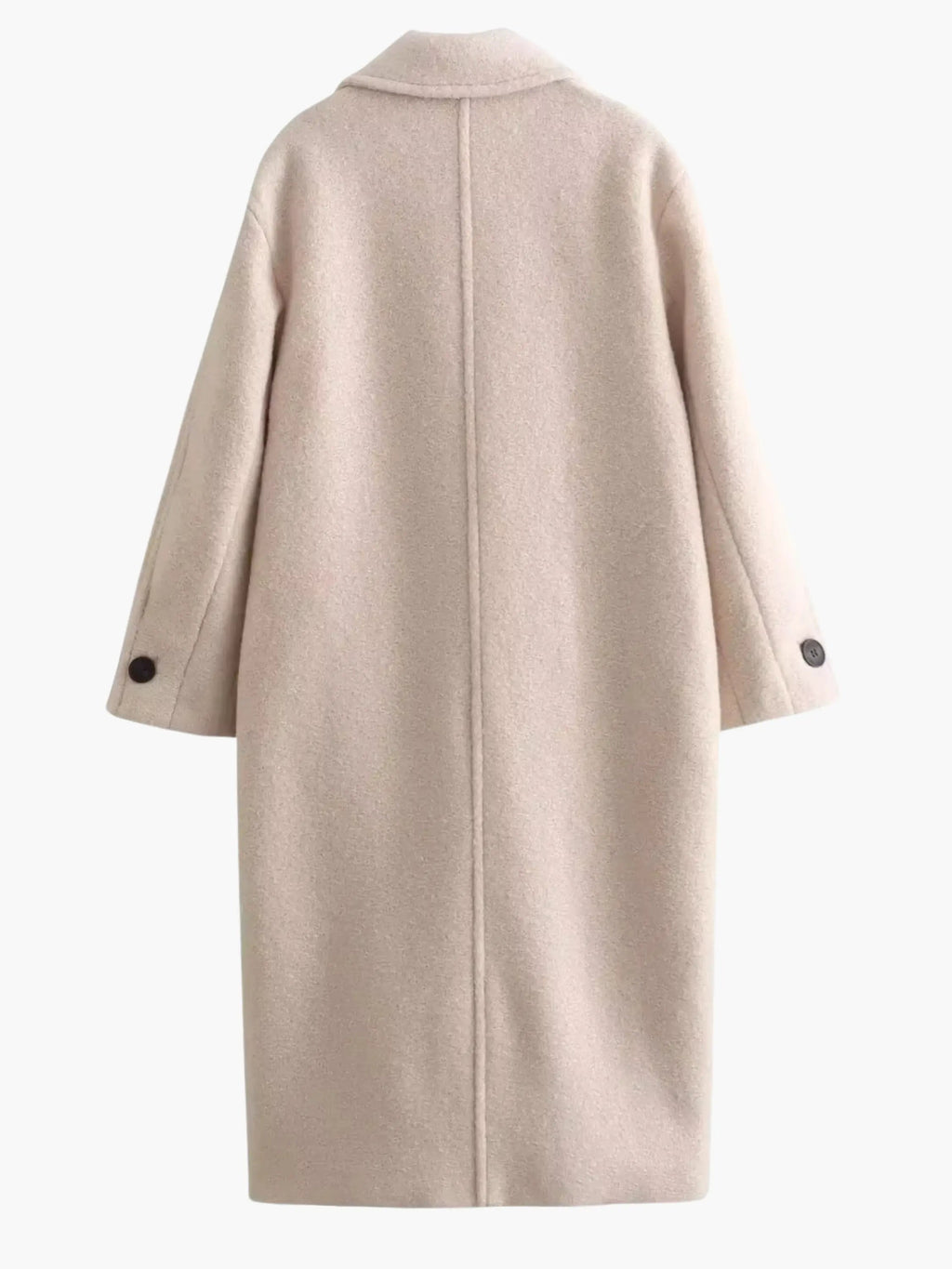Women's Oversized Long Wool-Blend Winter Coat with Lapel Collar and Flap Pockets