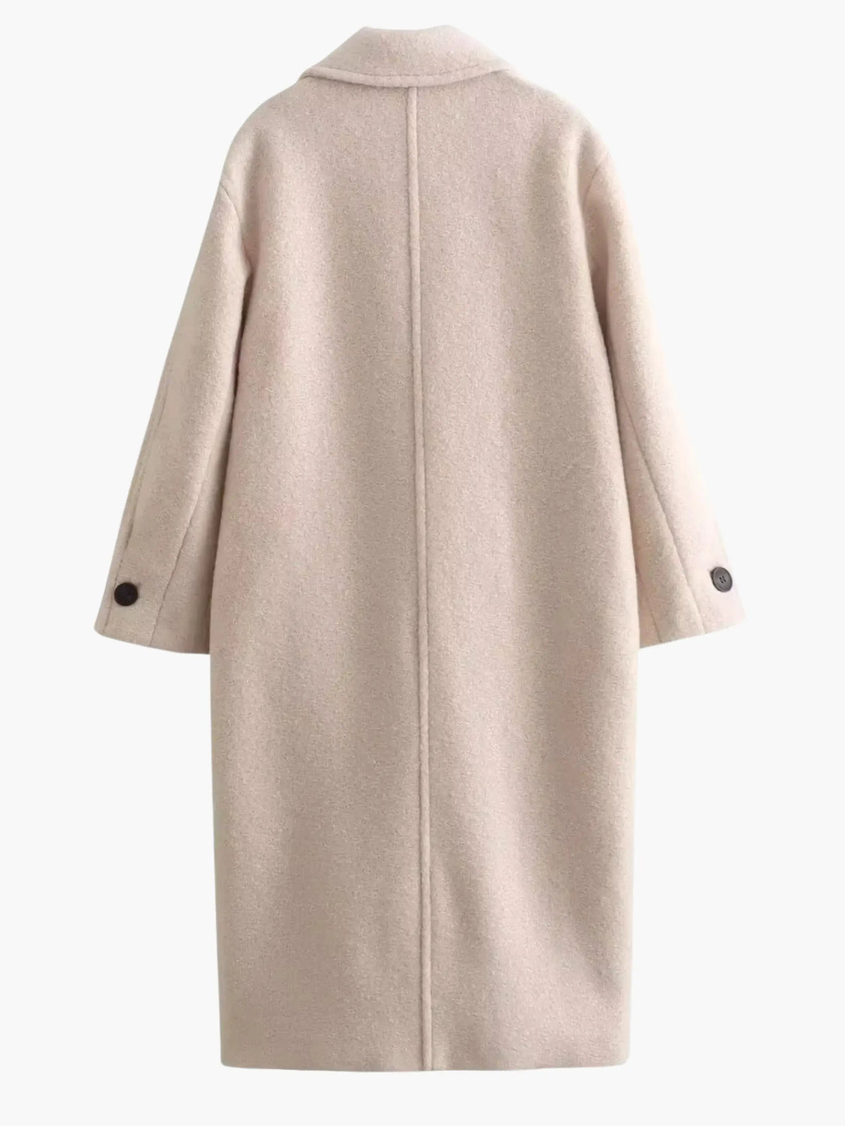 Women's Oversized Long Wool-Blend Winter Coat with Lapel Collar and Flap Pockets