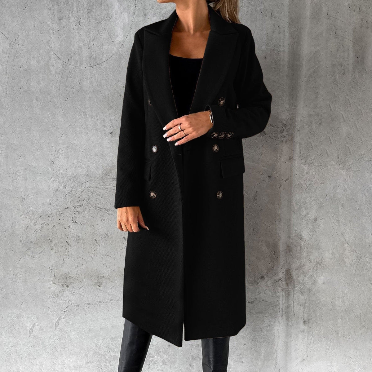 Sibilla Double-Breasted Longline Women's Winter Coat with Tailored Fit