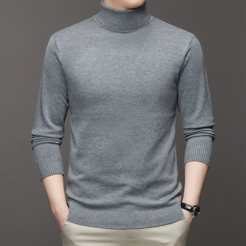Ribbed Turtleneck Pullover Mens Sweaters with Long Sleeves for Fall Layering