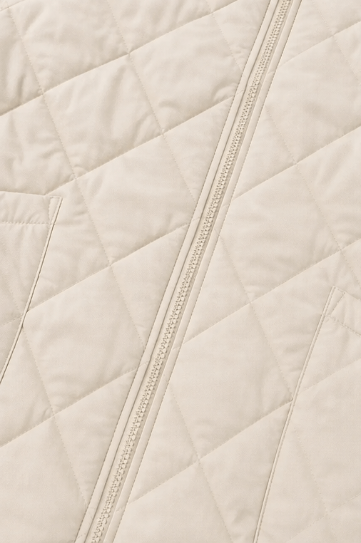 Women's Knit-Panel Quilted Puffer Jacket with Ribbed Cuffs