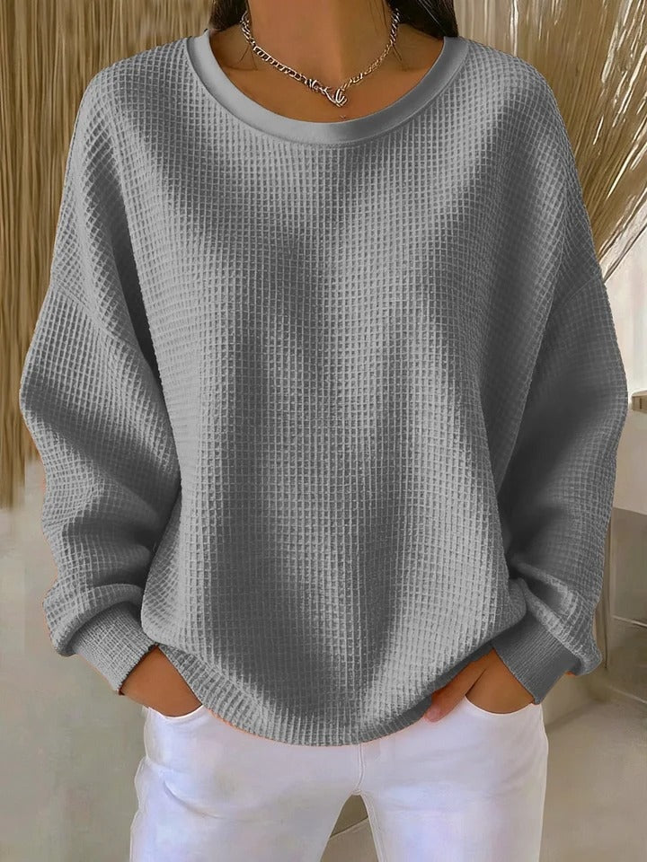 Lucille Waffle-Knit Oversized Pullover Sweater for Women